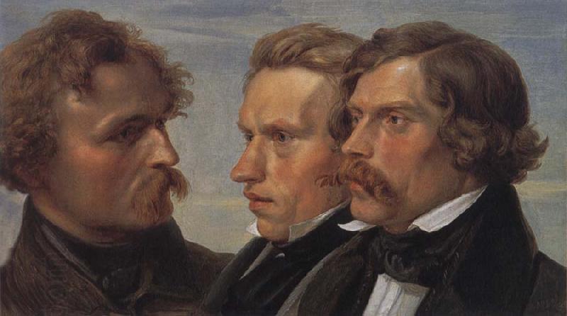 Julius Hubner Portrait of the Painters Carl Friedrich Lessing,Carl Sohn and Theodor Hildebrandt China oil painting art